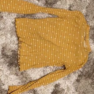 Yellow long sleeve shirt with hearts